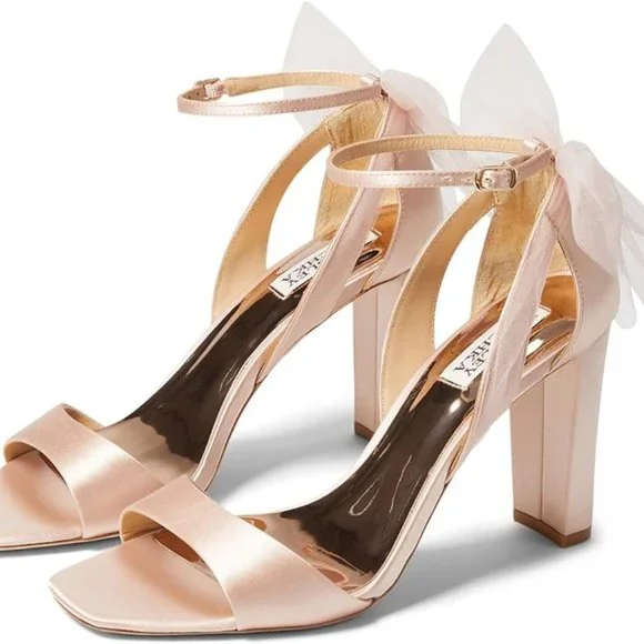 Badgley Mischka Women's Kim Lavender Satin BHLDN Block Heel Tulle Bow Shoes 8.5 - Picture 8 of 8